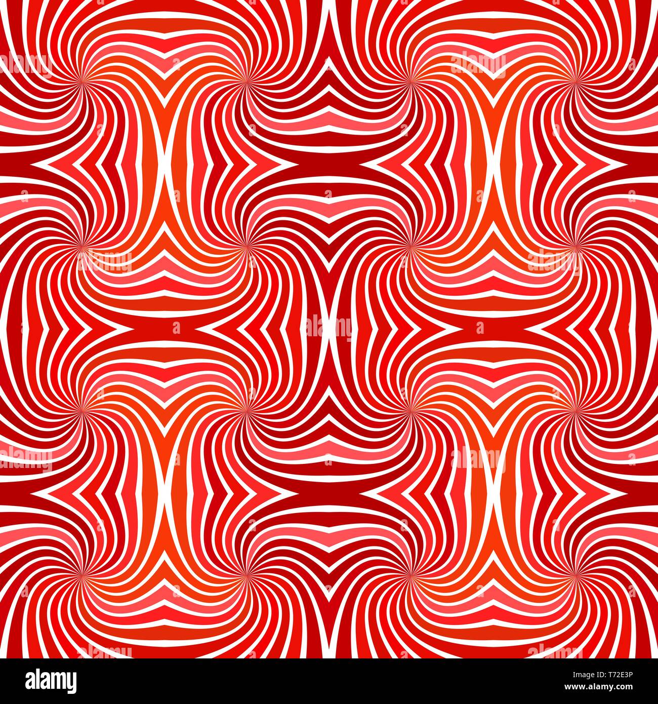 Red abstract psychedelic seamless striped spiral pattern background design Stock Vector