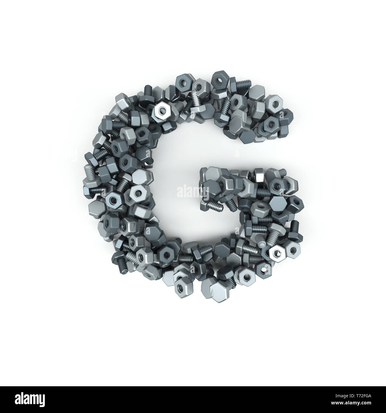 3D Render of Alphabet Letter of Nuts and Bolts Stock Photo - Alamy