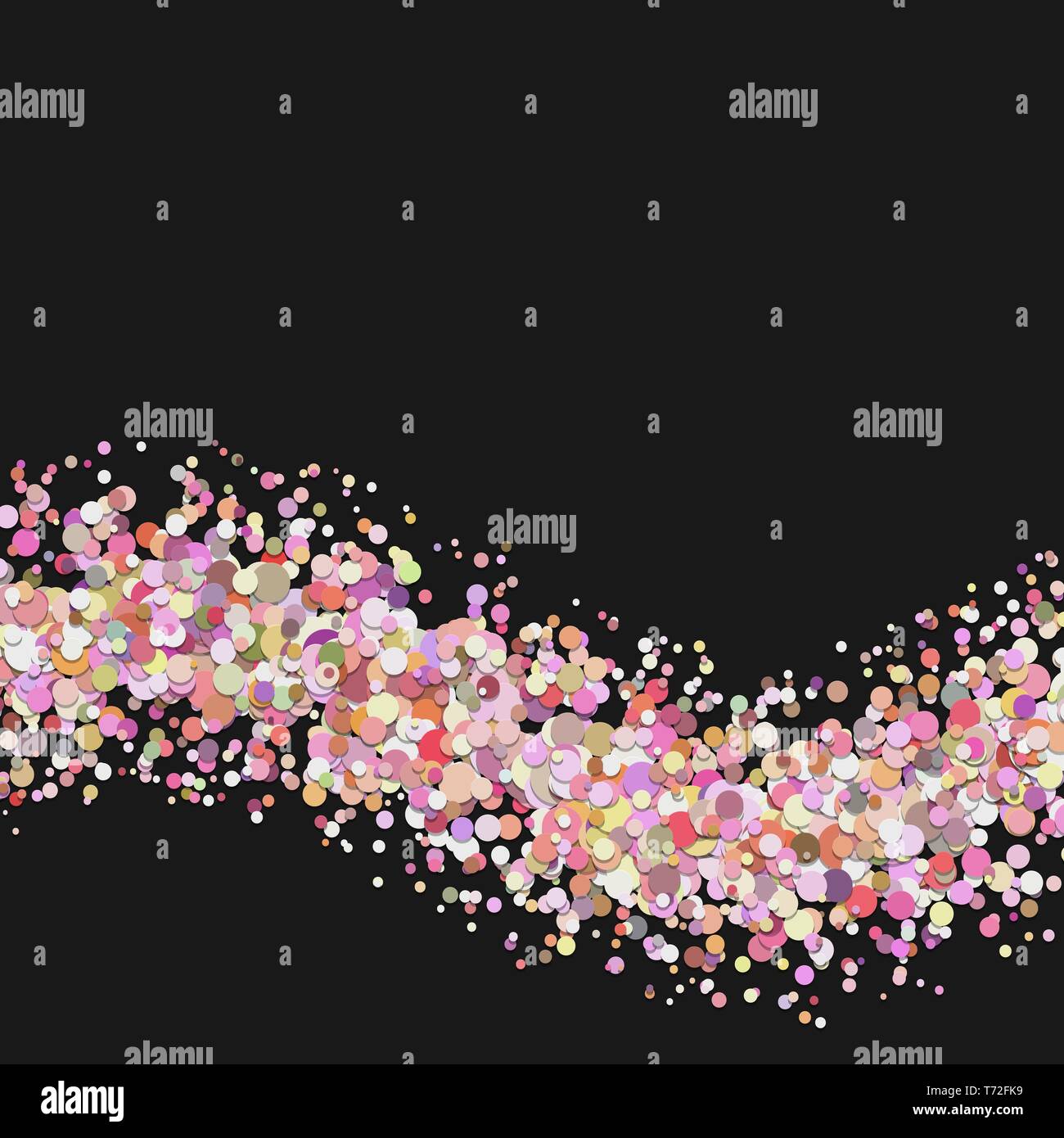 Abstract blank confetti wave background with scattered circles design Stock Vector