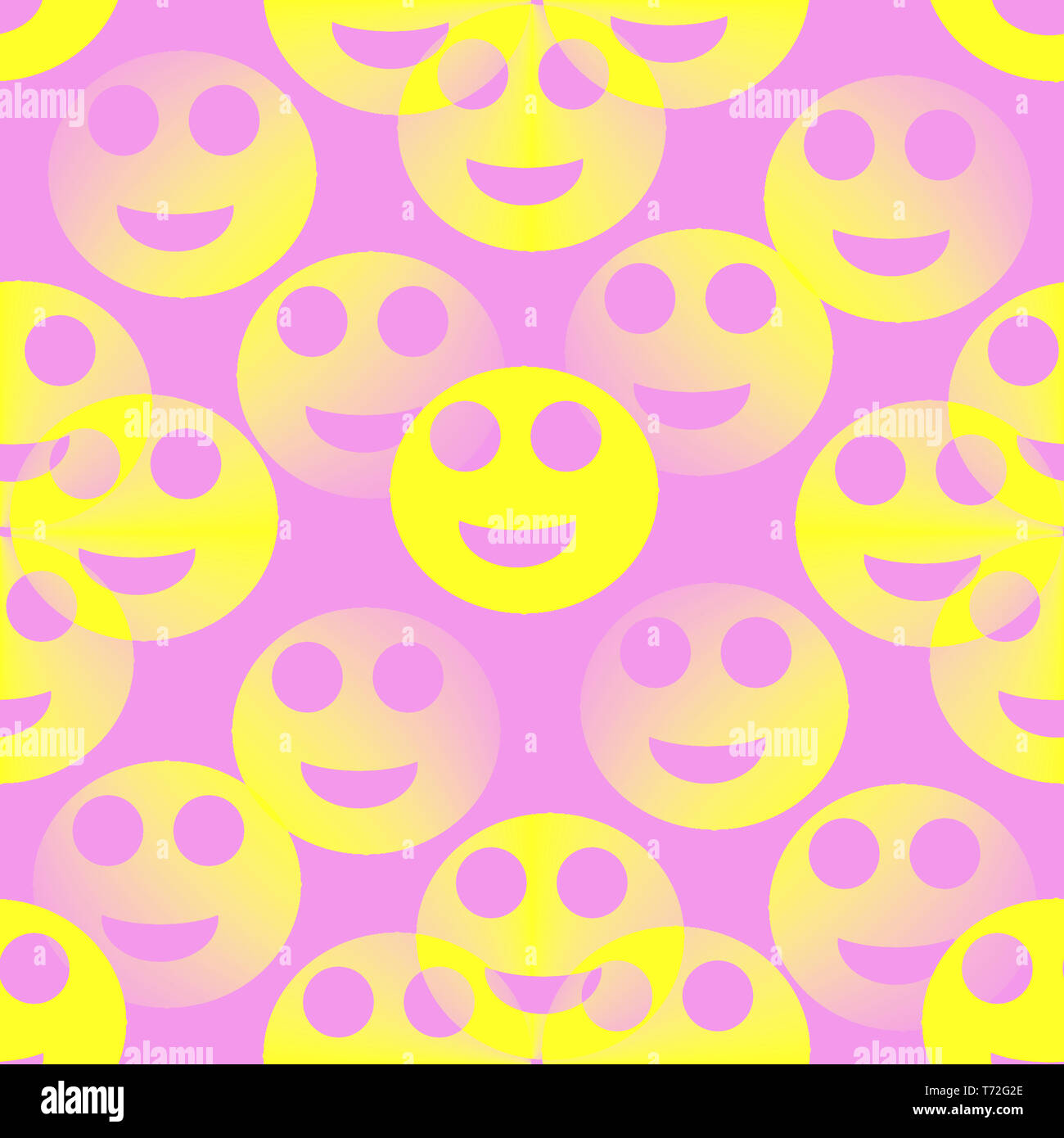 Seamless emoji pattern yellow smile heads on pastel pink bright background.  Modern style for interior design, textile or website Stock Photo - Alamy