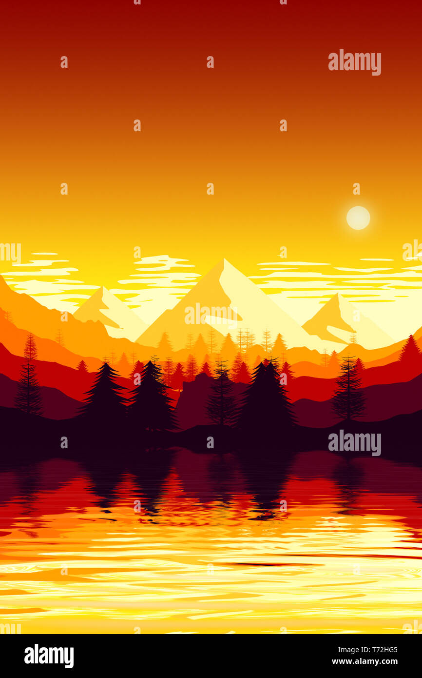 Sunset and mountain art hi-res stock photography and images - Alamy