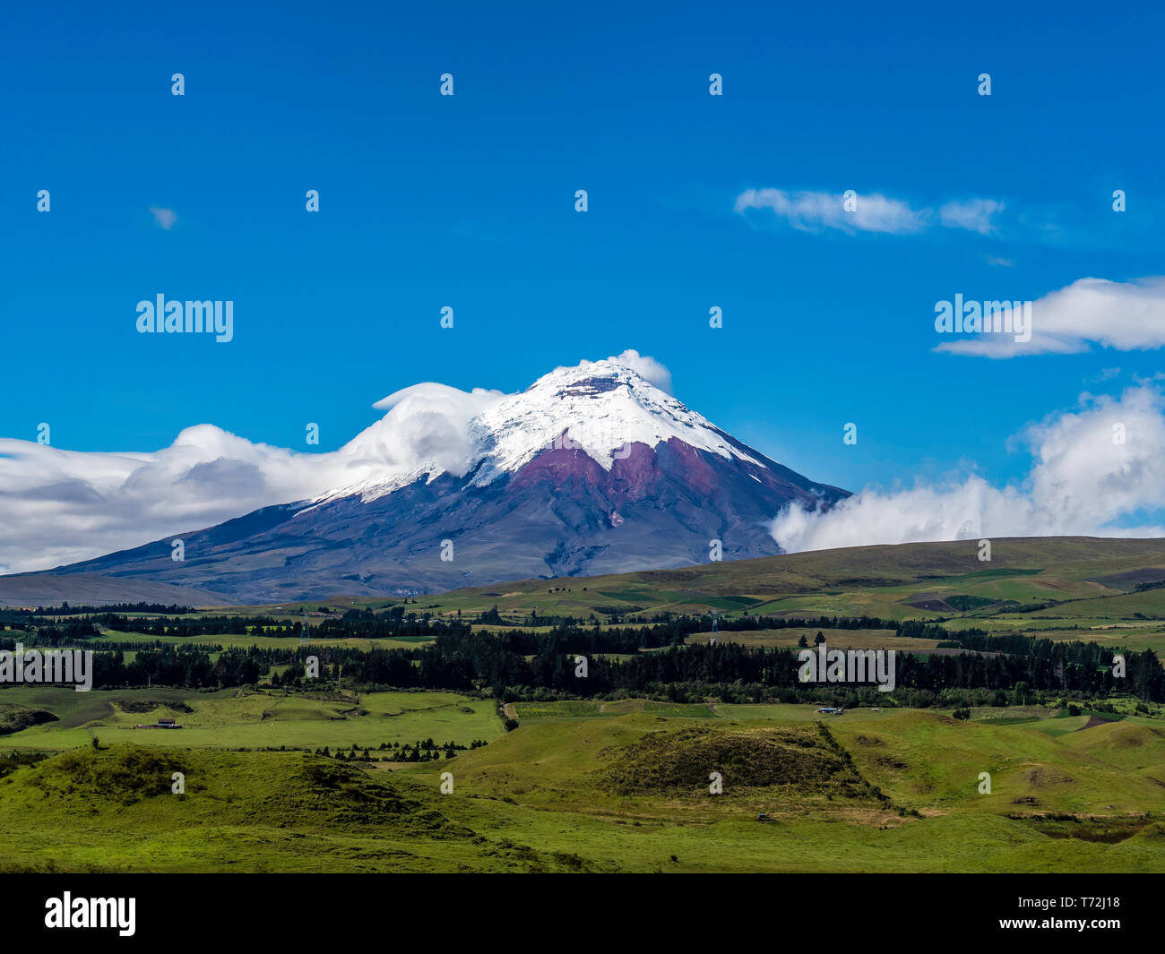 Beautiful scenic view of Cotopaxi Volcano on a fine day, Ecuador Stock Photo