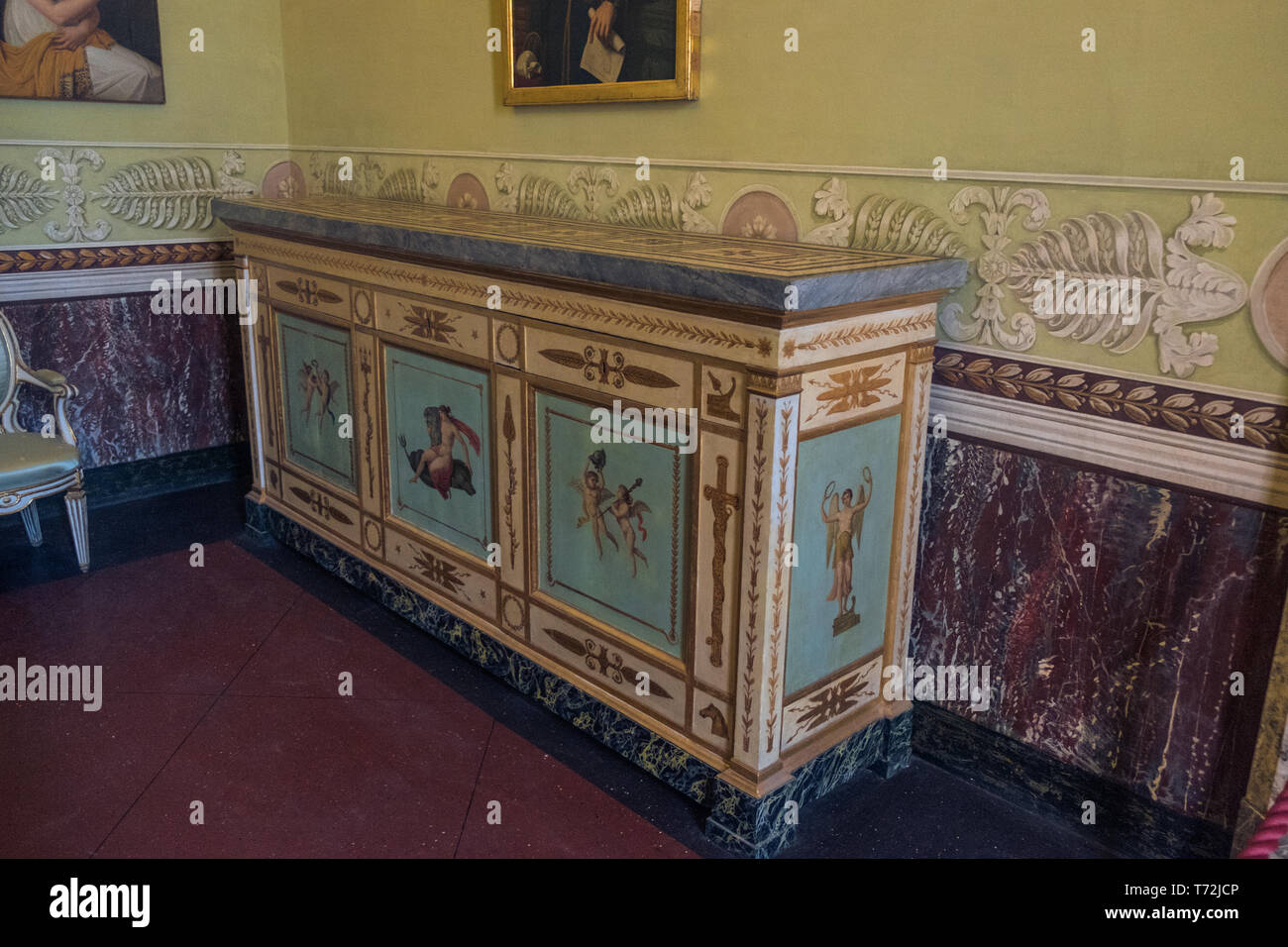 A cupboard stands in one of the royal apartments of the 'Reggia di Caserta', a huge palace that was built during the 18th century. Stock Photo