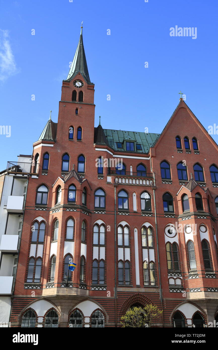 Swedish Gustav Adolf Church, Hamburg Stock Photo