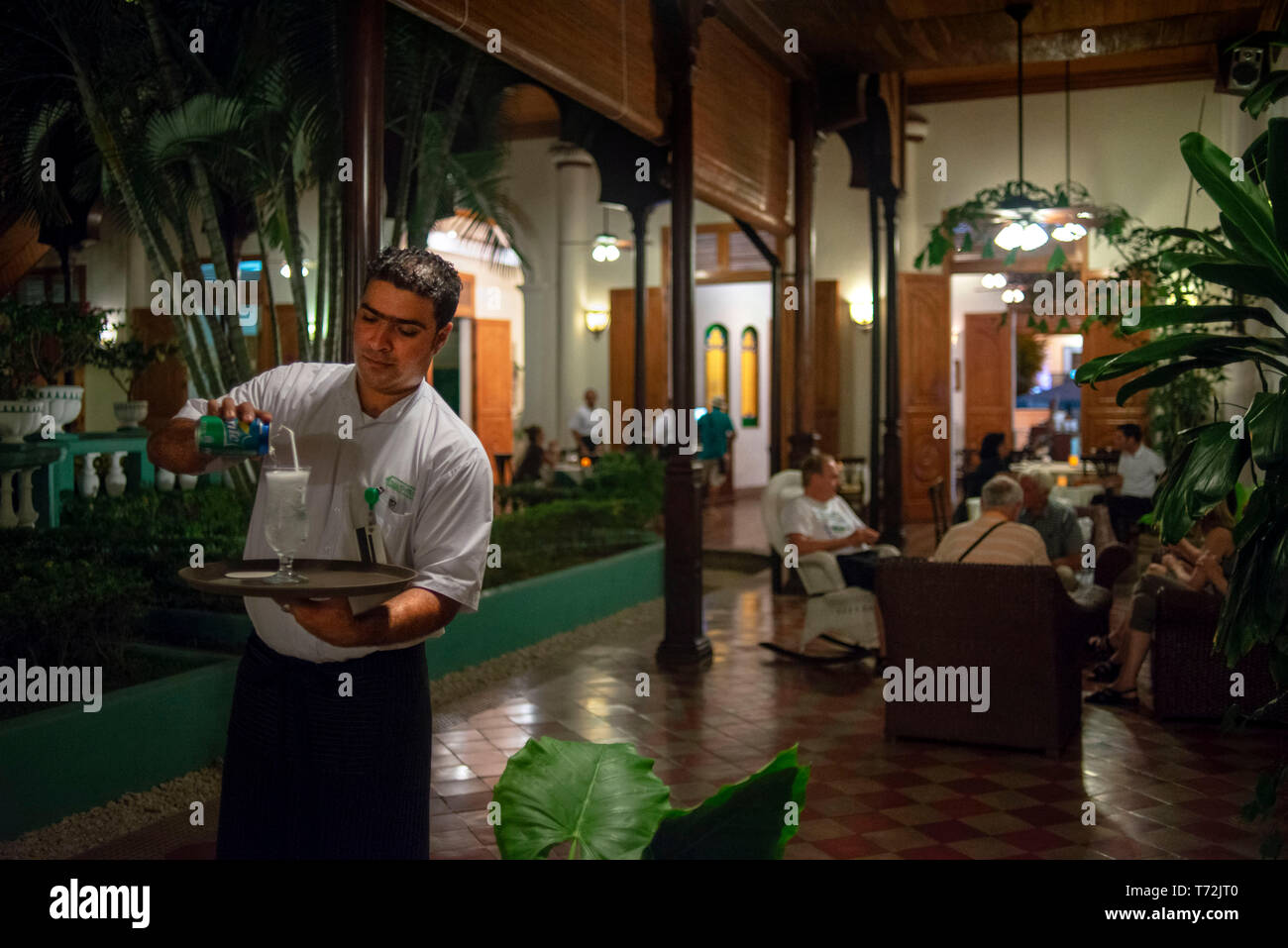 Restaurant inside Hotel Dario, La Calzada, Granada Nicaragua Stock Photo