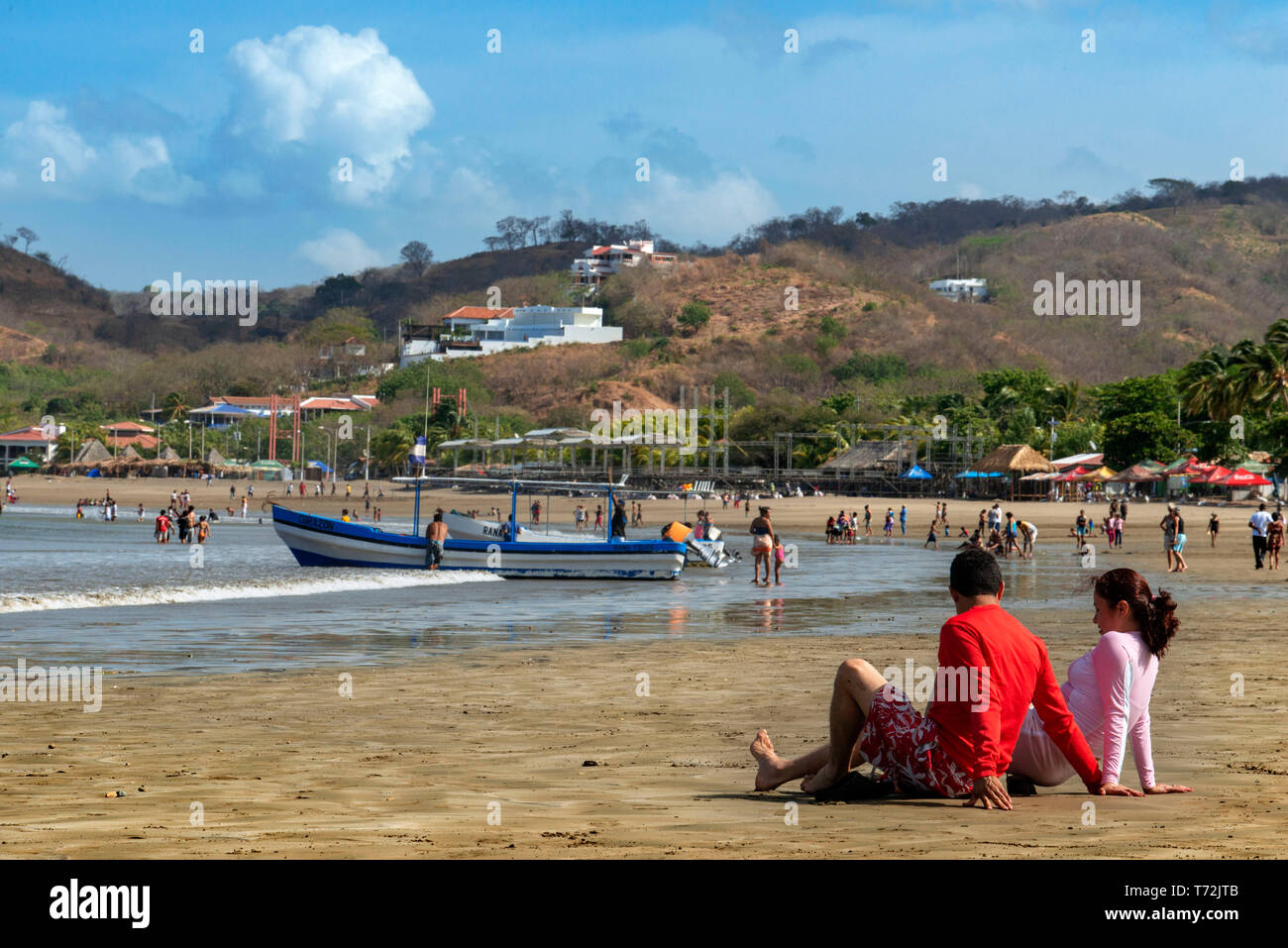 Tourists in Playa San Juan del Sur beach  Nicaragua Central America Stock Photo