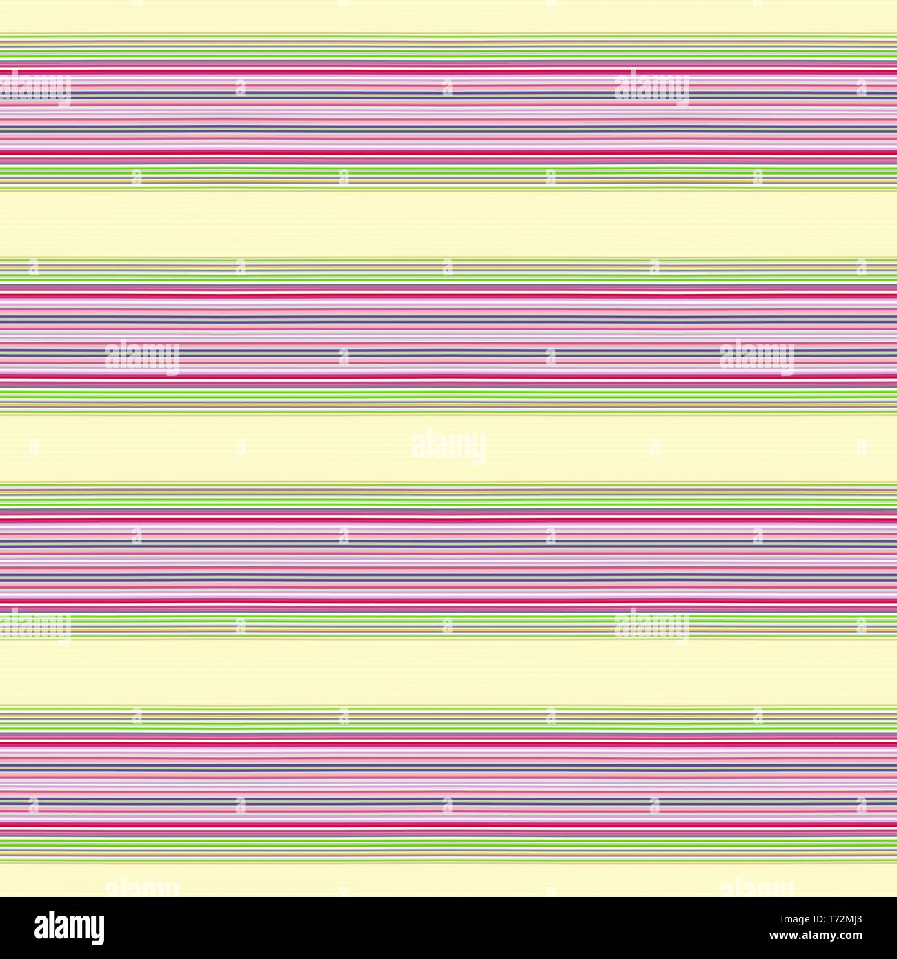 antique white, mulberry  and yellow green colored lines in a row. repeating horizontal pattern. for fashion garment, wrapping paper, wallpaper or onli Stock Photo