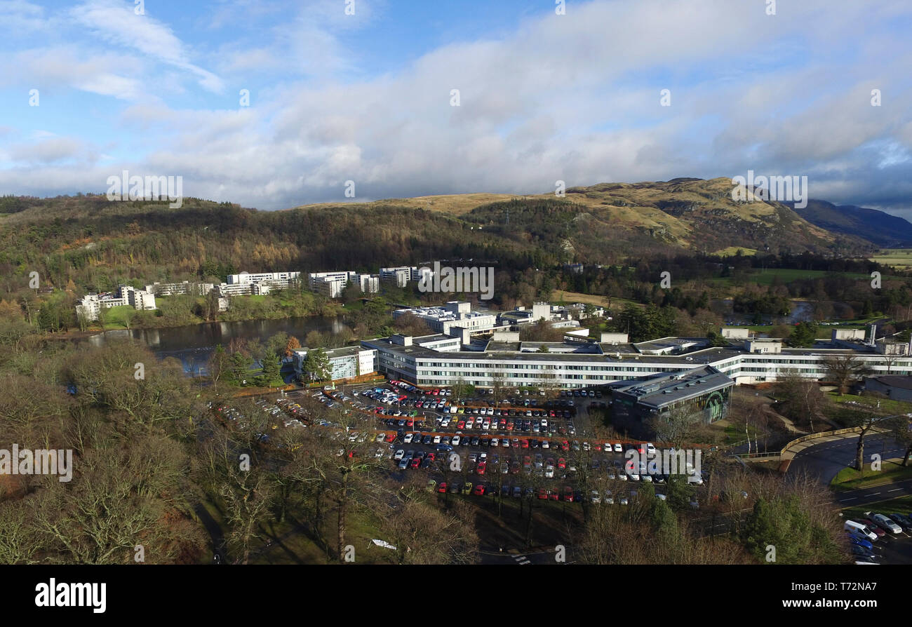 Aerial drone view of University of Stirling campus Stock Photo Alamy