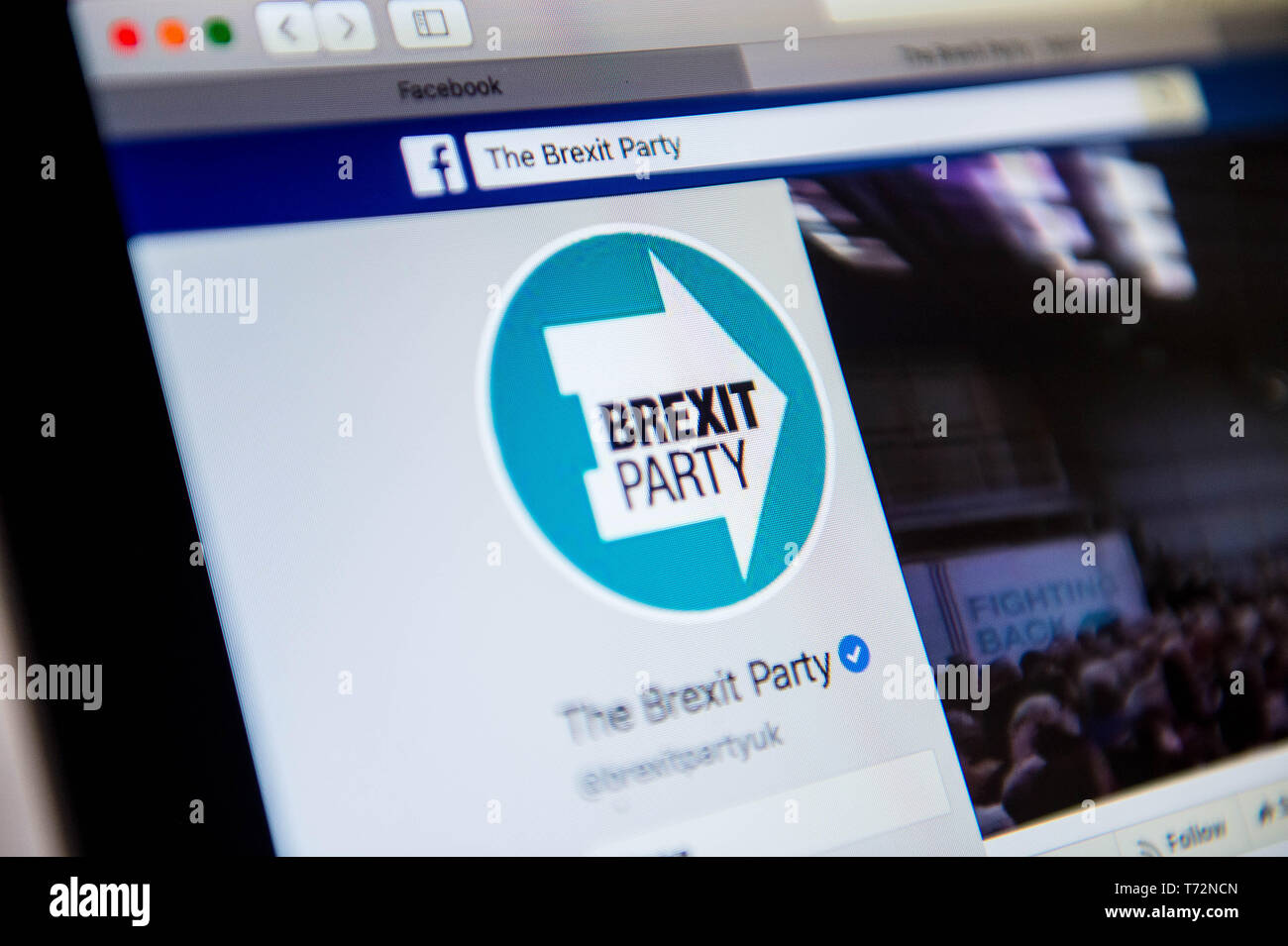 Brexit Party Facebook page Stock Photo