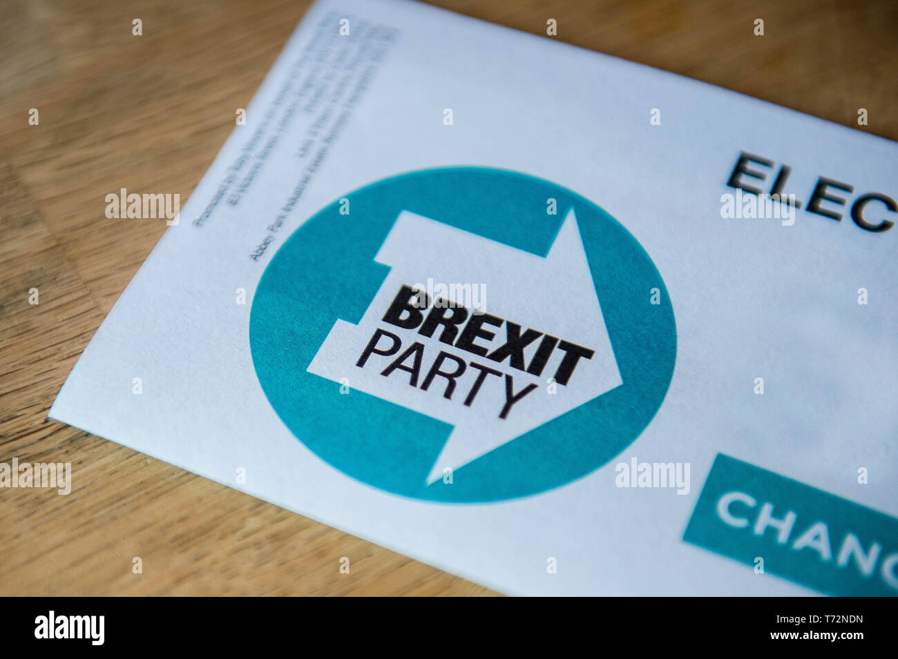 Brexit Party election campaign communication  leaflet Stock Photo