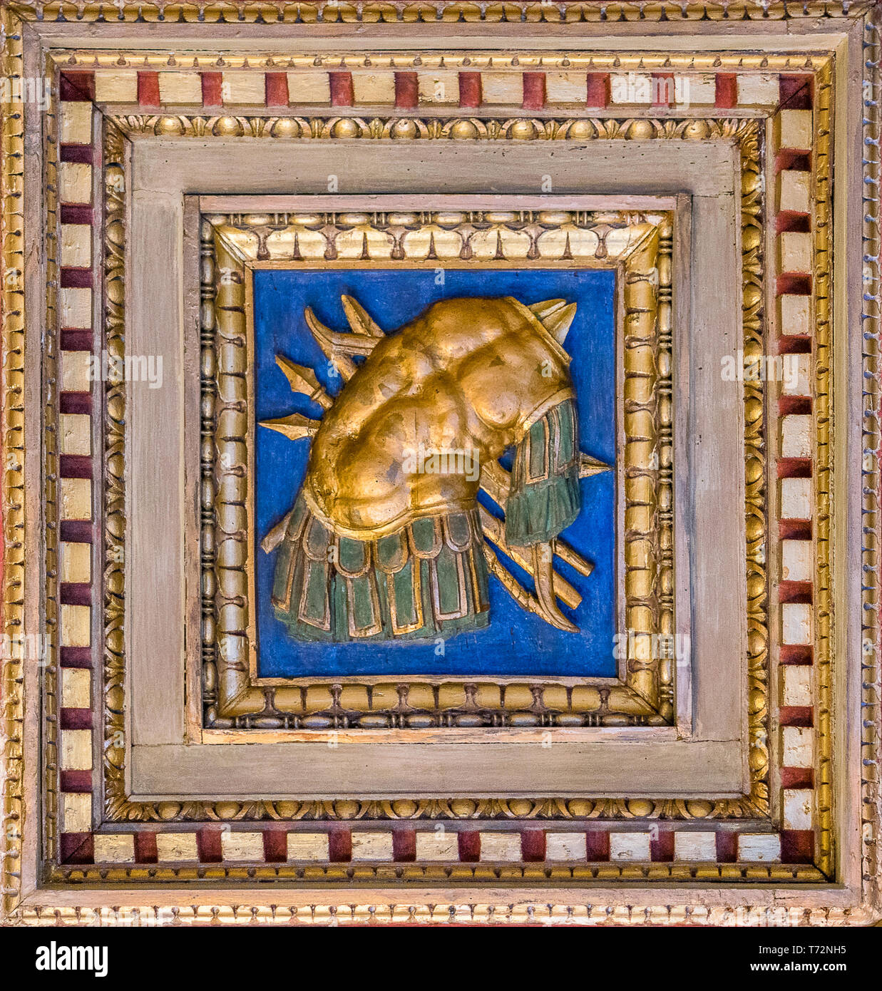 Wooden decorations in the ceiling of the Capitoline Museums in Rome, Italy Stock Photo