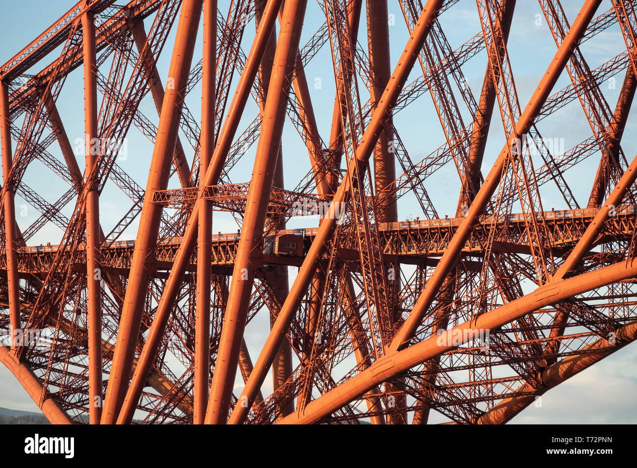 Closeup of the Forth Rail Bridge over the Firth of Forth, South Queensferry near Edinburgh, Lothian, Scotland Stock Photo