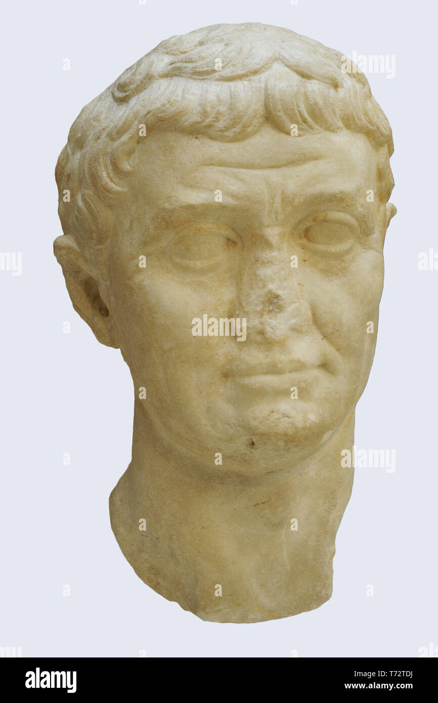 Marcus Antonius (83-30 BC). Roman general and politician of the Republic period. Bust. 42-31 BC. Marble. National Archaeological Museum. Madrid. Spain. Stock Photo