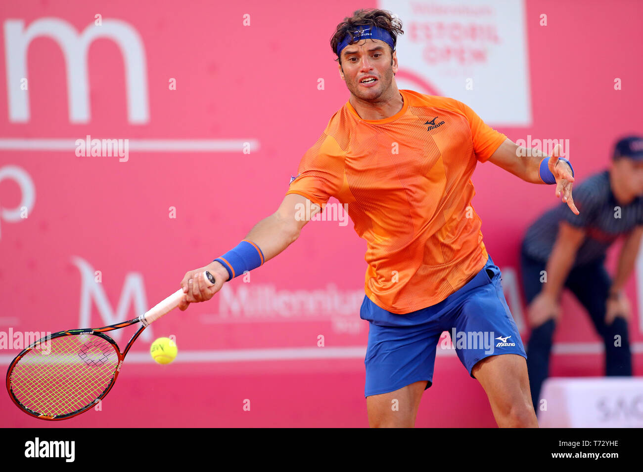 Malek Jaziri from Turkey in action during the Day 6 of Millennium Estoril  Open 2019 Stock Photo - Alamy