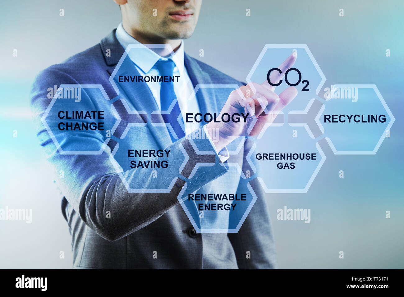 Businessman in ecology and environment concept Stock Photo