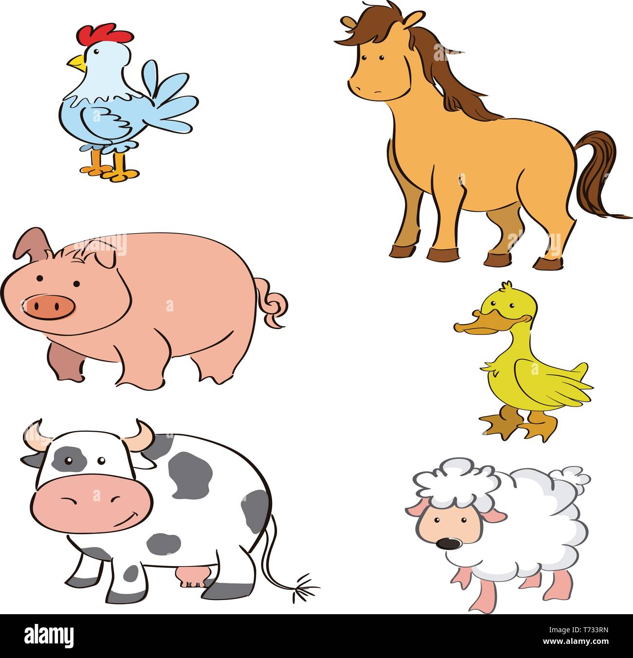a set of different farm animals on a white background Stock Vector Image &  Art - Alamy