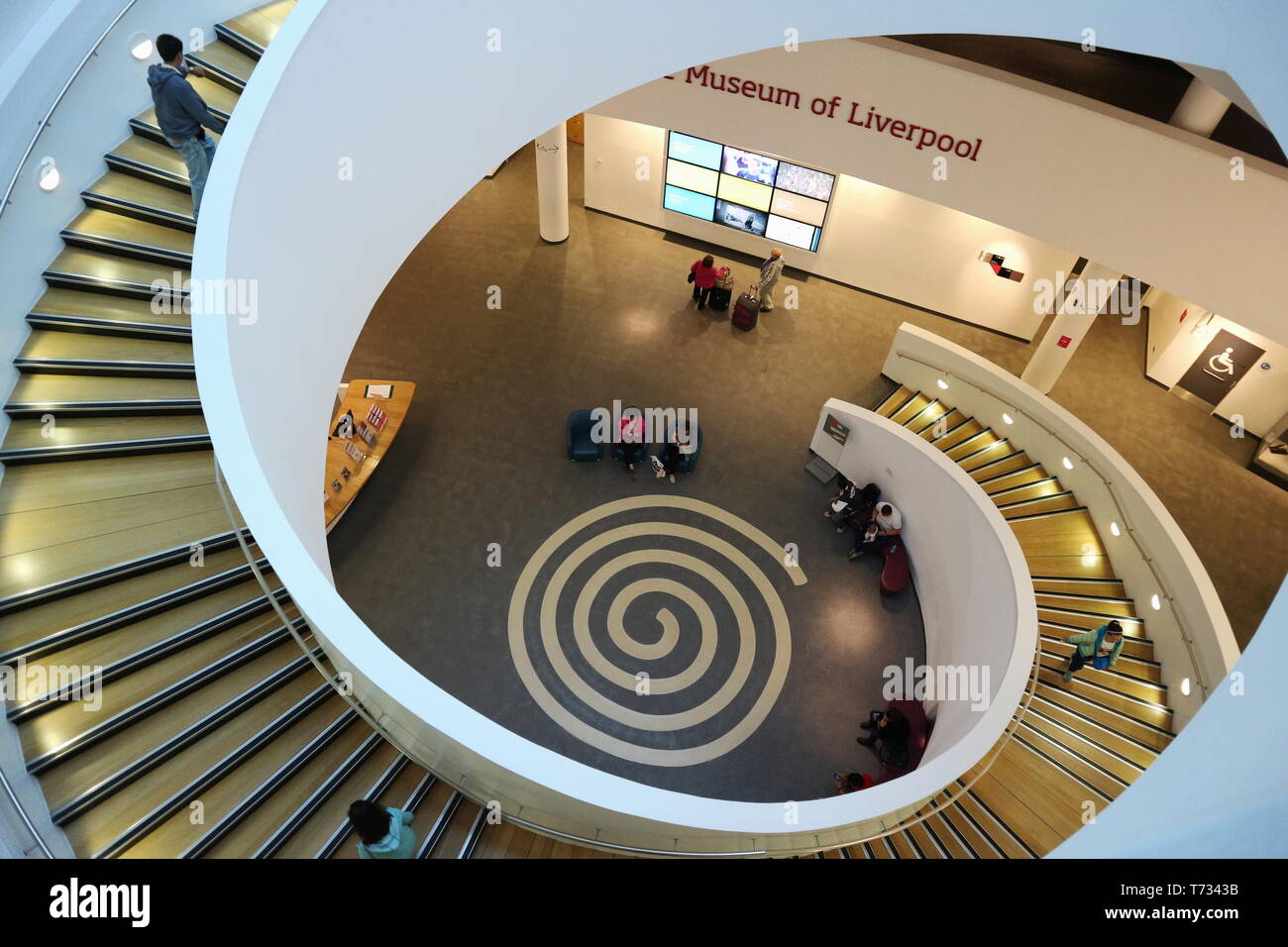 winding straircase in the entrance hall in the Museum of Liverpool Stock Photo