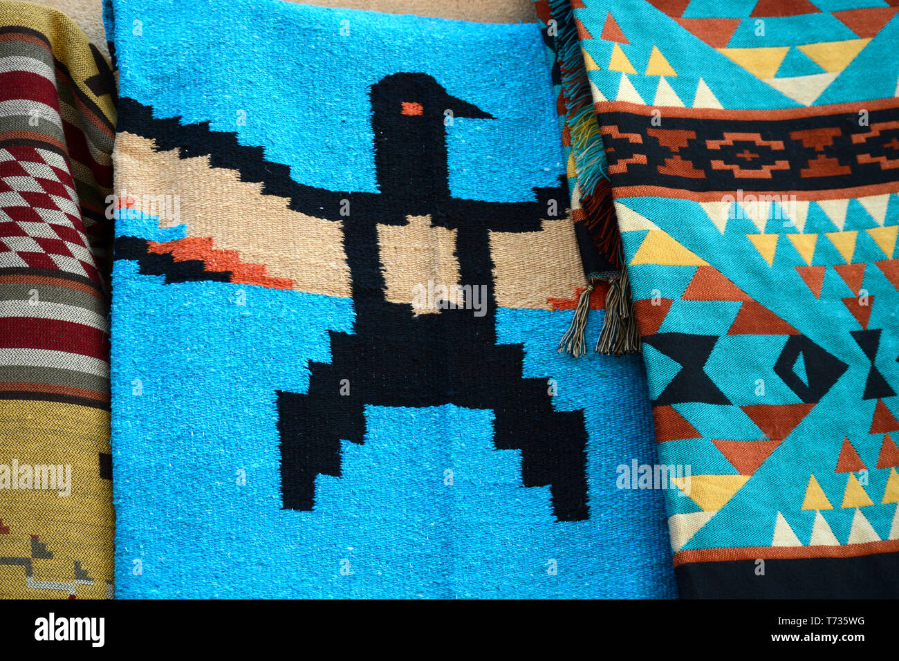 An imported souvenir blanket for sale in a Santa Fe, New Mexico shop