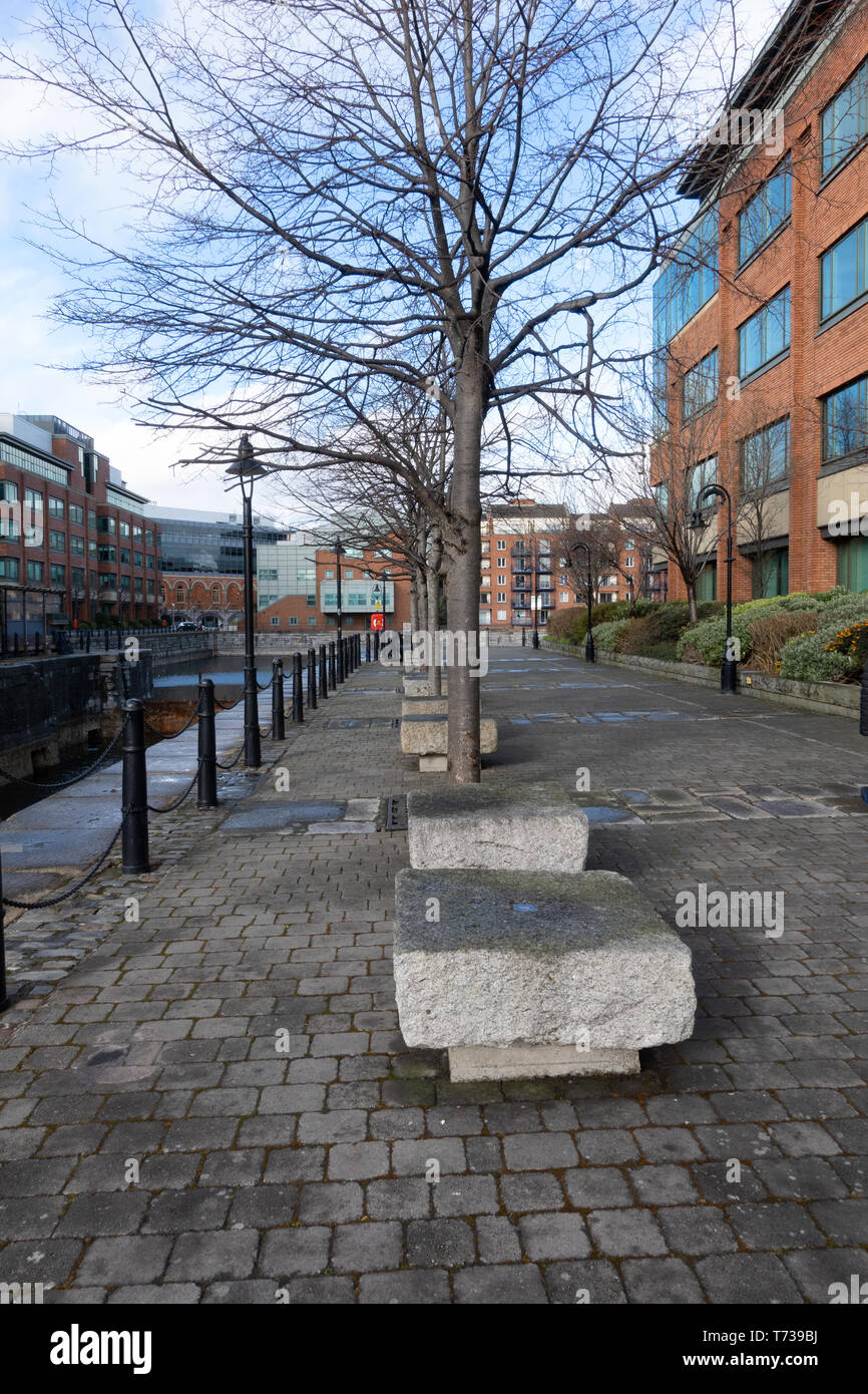 Dock street and apartments in Financial Centre, Dublin, Ireland