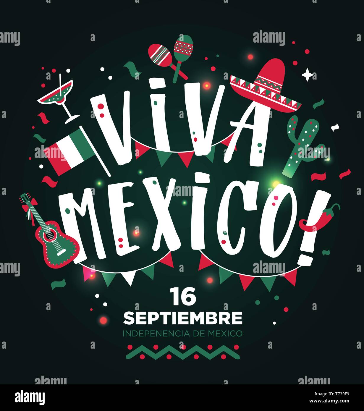 Viva Mexico hand drawn type design. Banner invitation background Stock  Vector Image & Art - Alamy