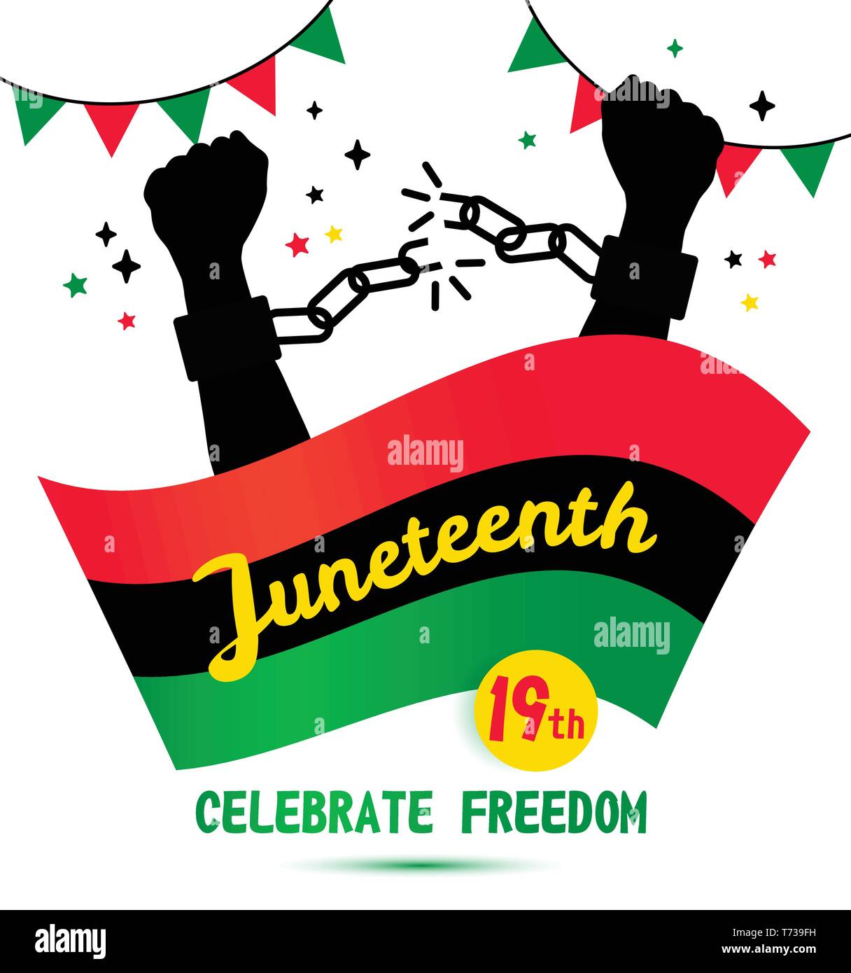 Juneteenth Day Background Of Freedom Celebration 19 June Stock