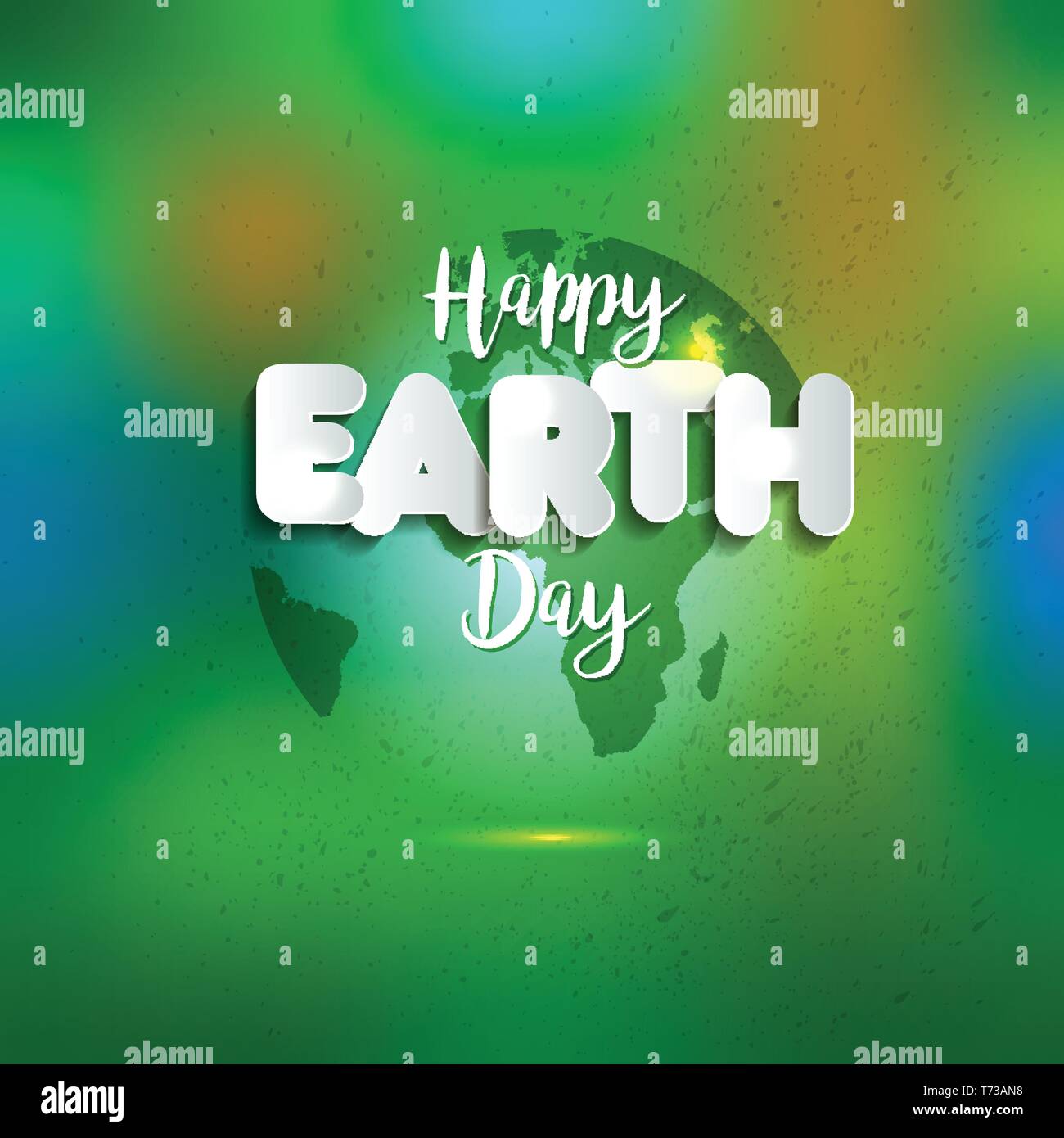 Earth Day. Earth World map globe sign. lettering in paper style. Greeting card, poster, web design. Stock Vector