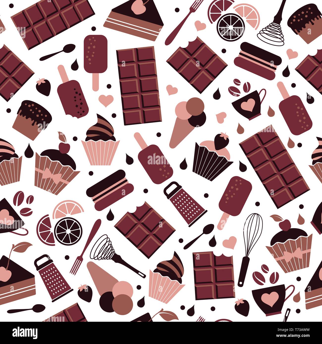 World Chocolate Day of seamless pattern. July 11. Stock Vector