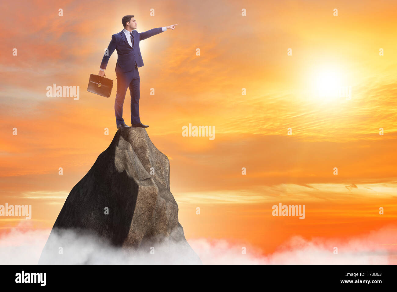 Businessman at the top of mountain Stock Photo - Alamy
