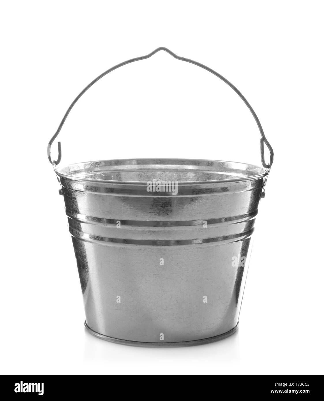 Metal bucket for gardening on white background Stock Photo Alamy