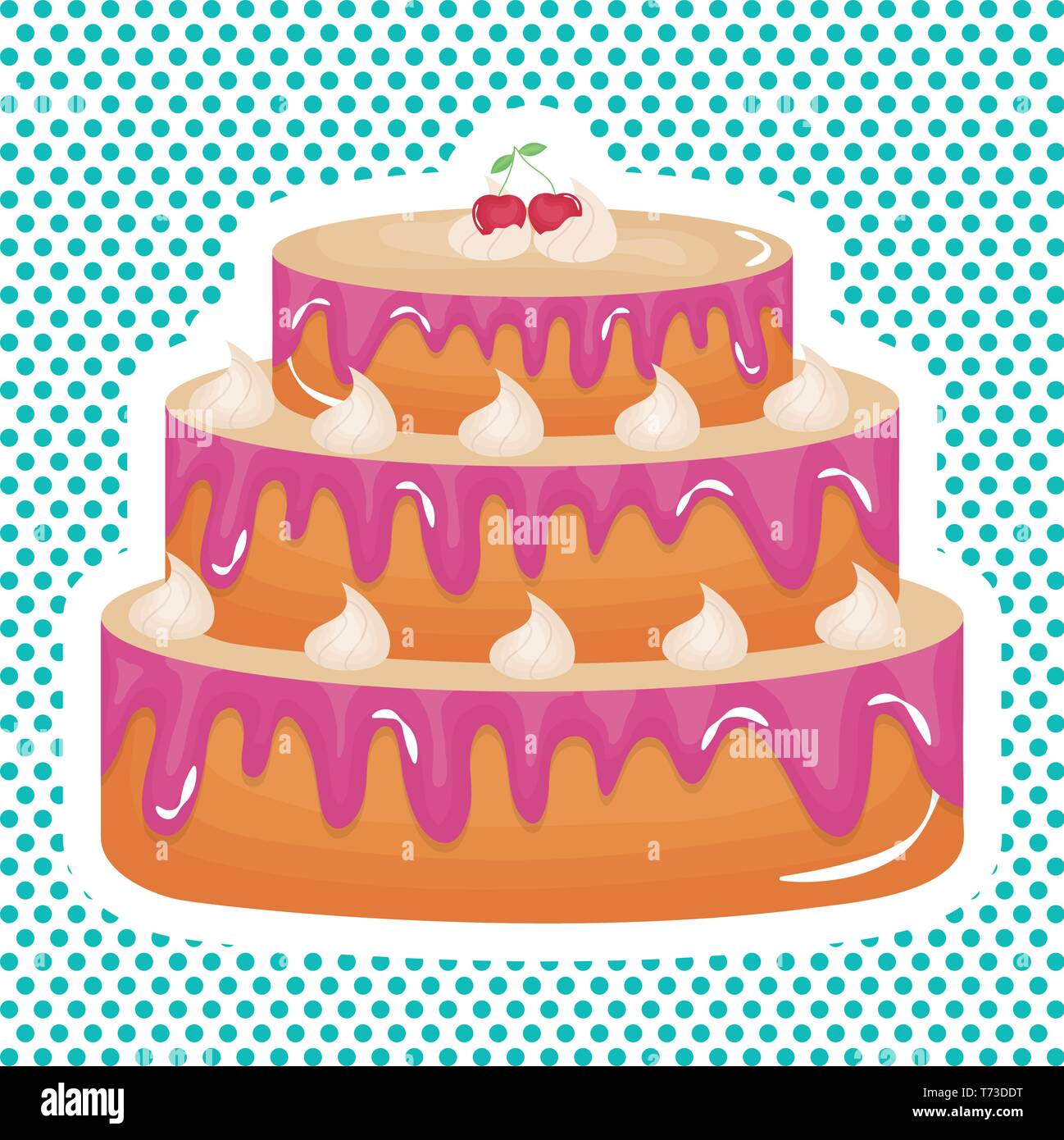 delicious sweet cake with cherries vector illustration design Stock ...