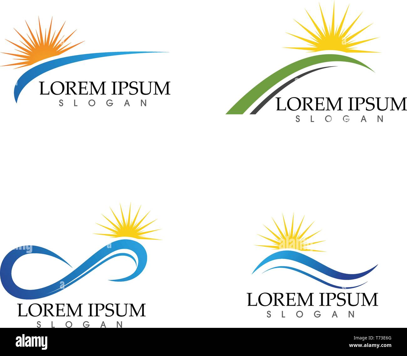 Sun and Water wave Logo Template vector illustration design Stock ...