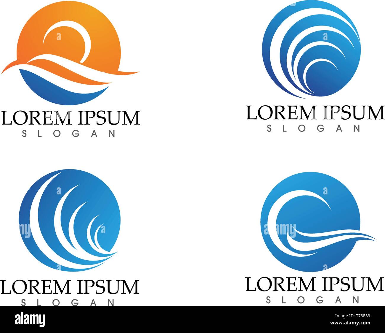 Sun and Water wave Logo Template vector illustration design Stock ...