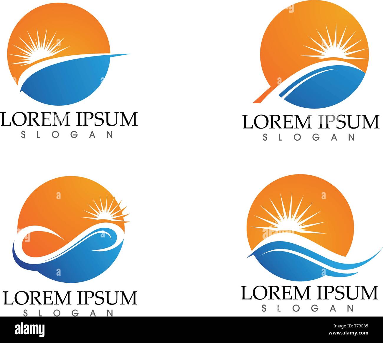 Sun and Water wave Logo Template vector illustration design Stock ...