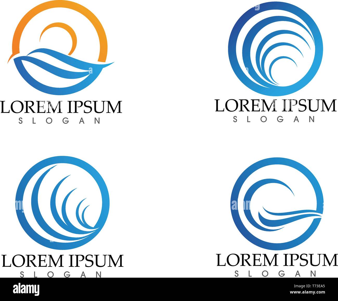 Sun and Water wave Logo Template vector illustration design Stock ...
