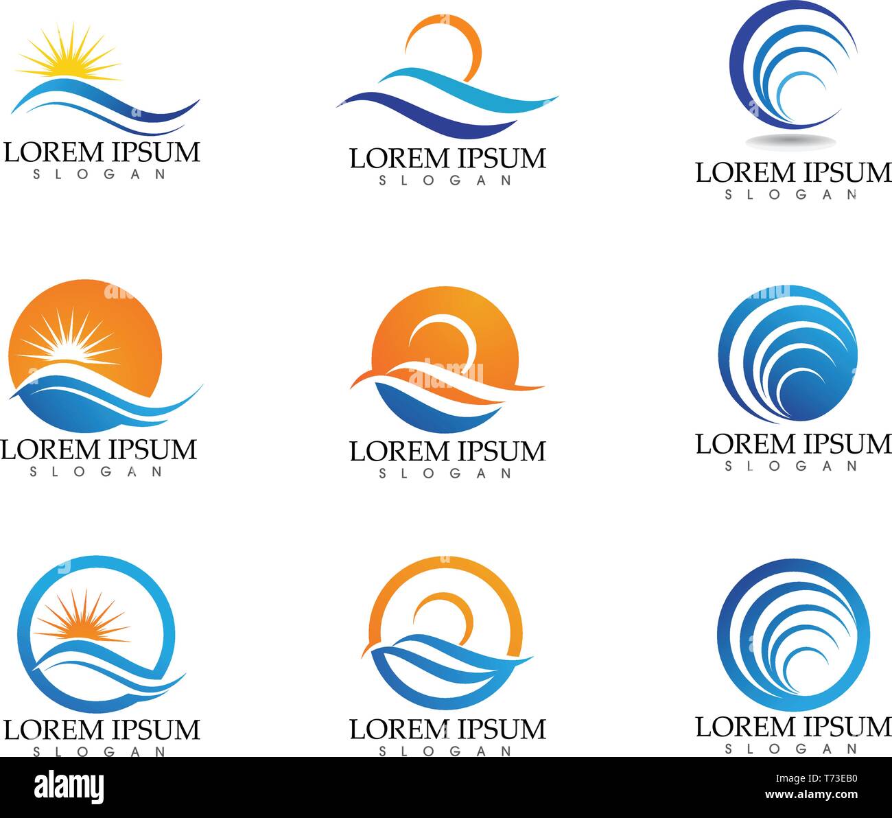 Sun and Water wave Logo Template vector illustration design Stock ...