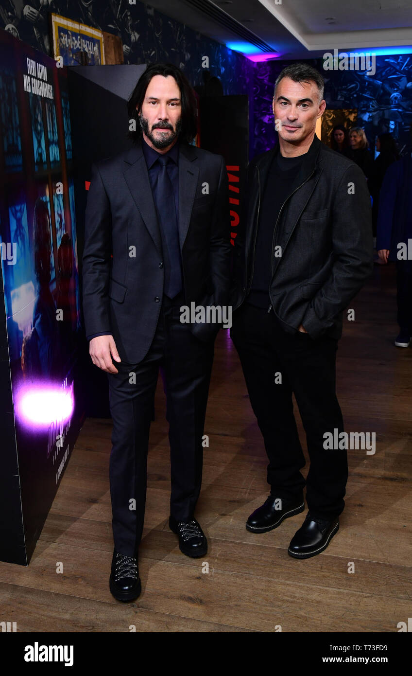 Keanu Reeves and Chad Stahelski attending the John Wick: Chapter 3 - Parabellum Special Screening held at Ham Yard Hotel, London. Stock Photo