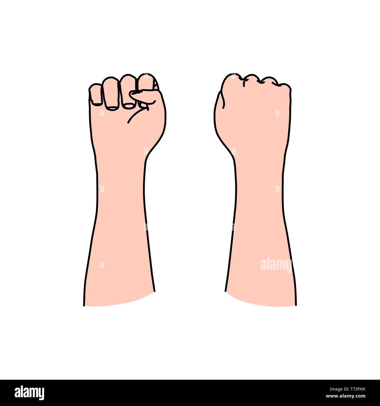 Human fist as symbol of riot, conflict, revolution, protest, anger, strength, violence, or even freedom, politics and communism Stock Photo