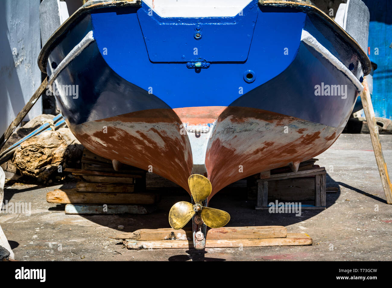 wooden boat on the shore Stock Photo - Alamy