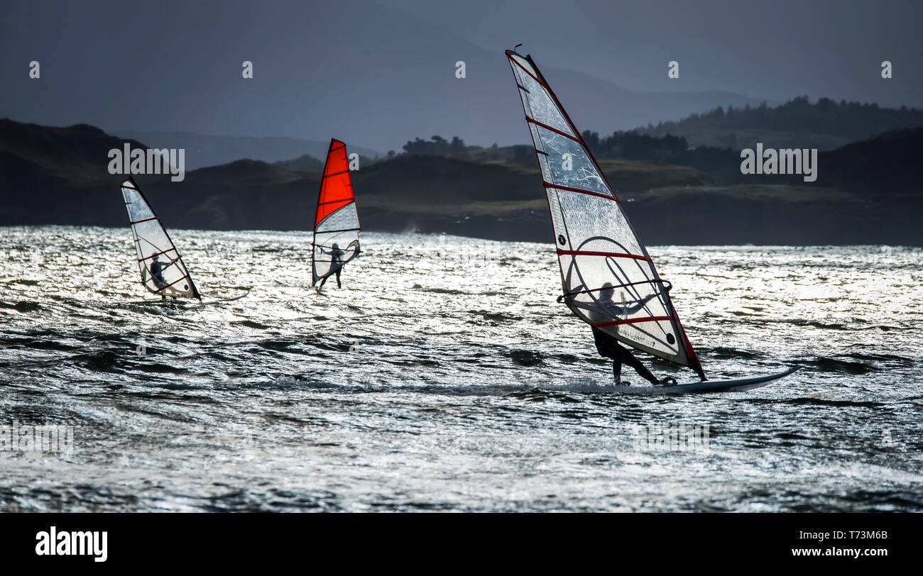 Windsurfing along the coast of Ireland; Downings, County Donegal, Ireland Stock Photo