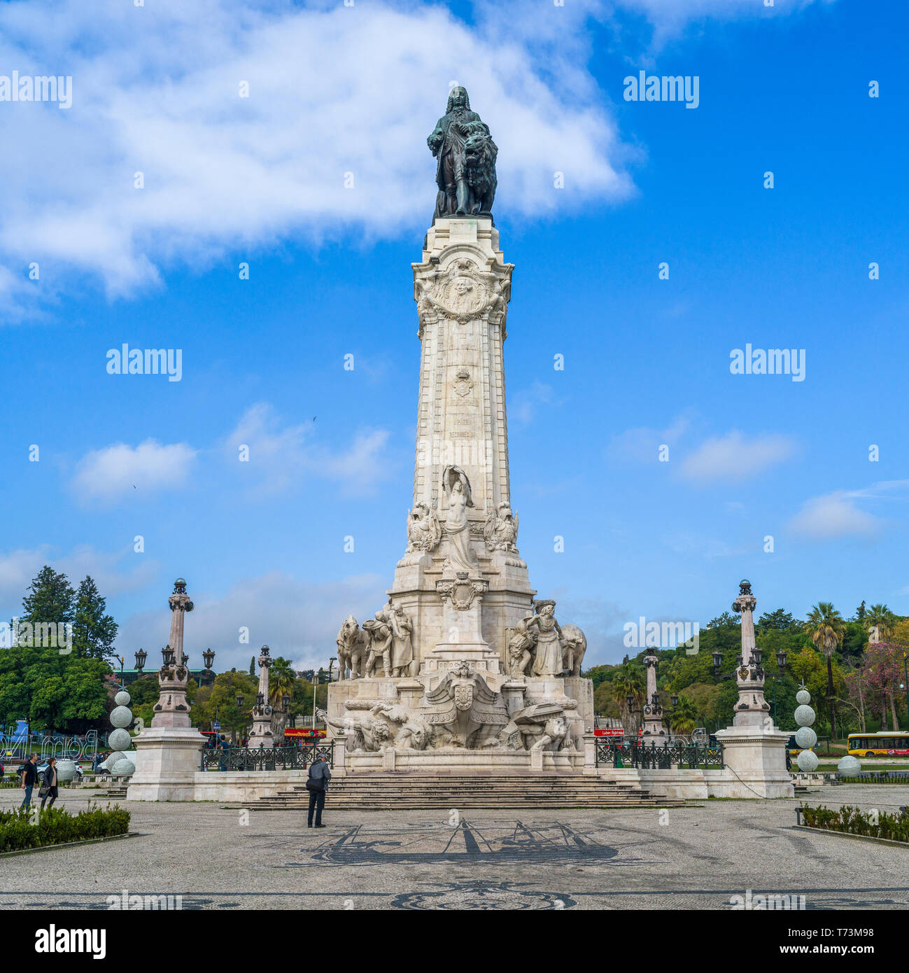 Marquis of Pombal Square; Lisbon, Portugal Stock Photo