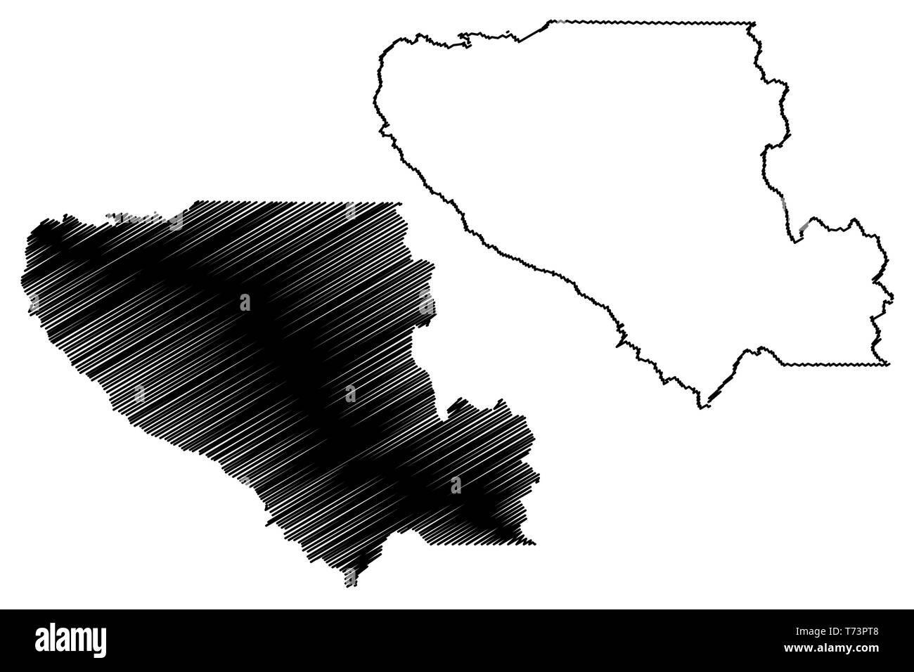Santa Clara County, California (Counties in California, United States of America,USA, U.S., US) map vector illustration, scribble sketch Santa Clara m Stock Vector