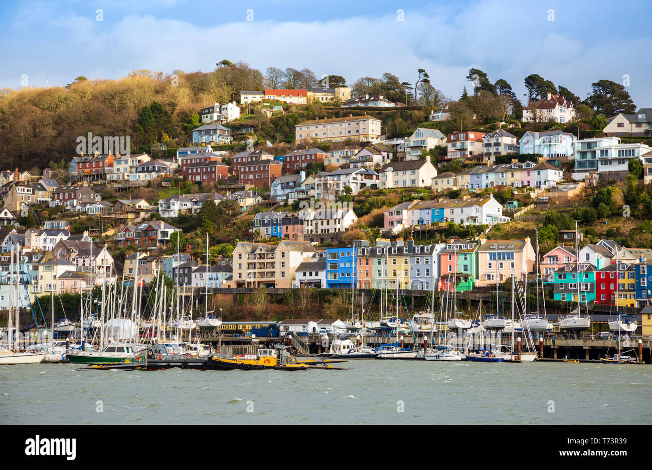 Kingswear across the River Dart from Dartmouth quayside, Devon, England Stock Photo