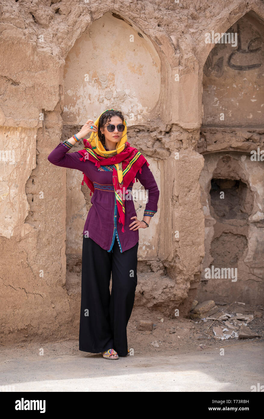 young beautiful iranian lady in an old village in Iran Stock Photo - Alamy