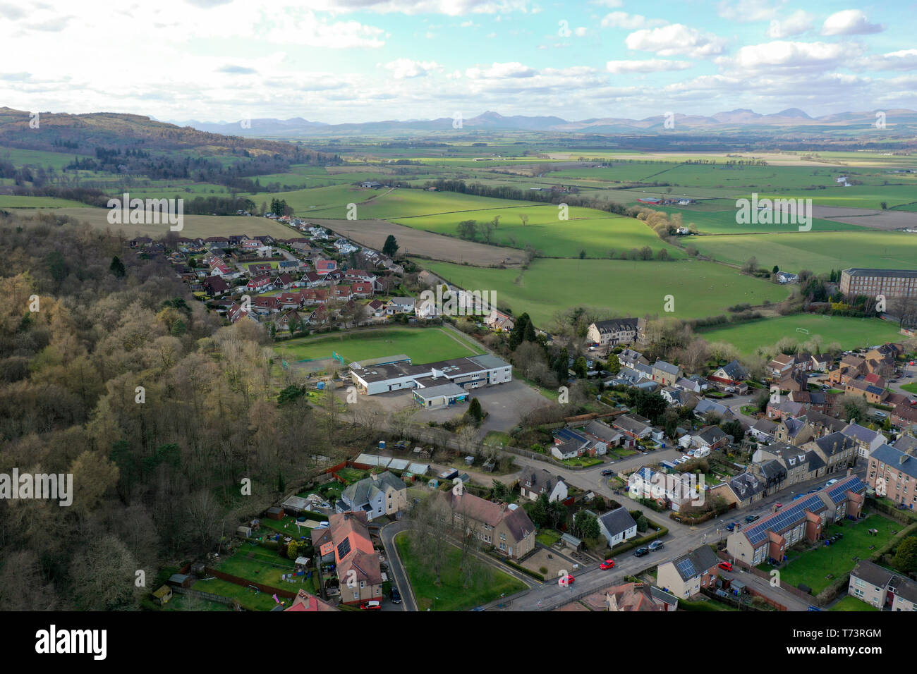 Aerial drone view of Cambusbarron Stirlingshire Stock Photo Alamy