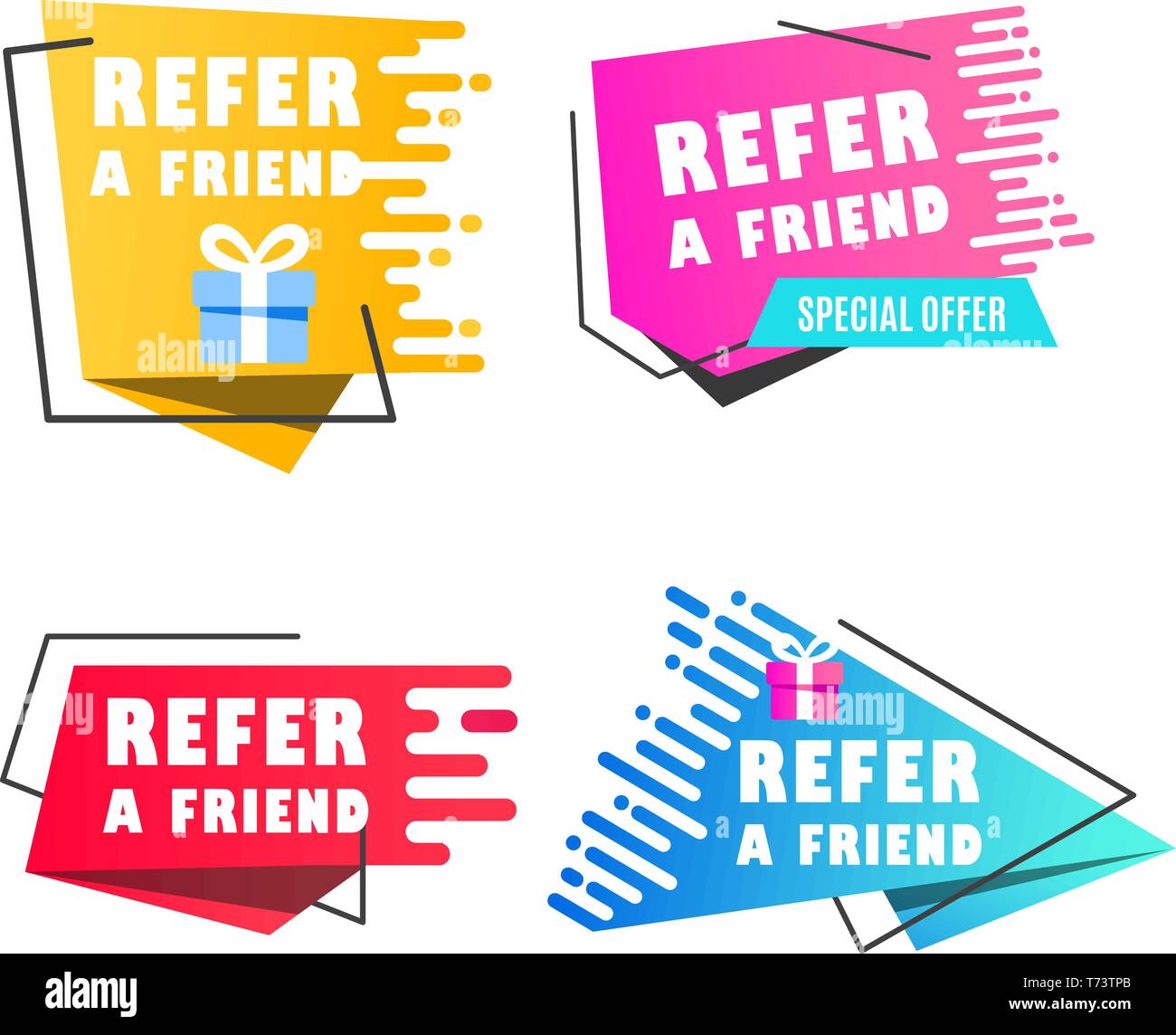Vector illustration of doodle speech bubbles with refer a Friend