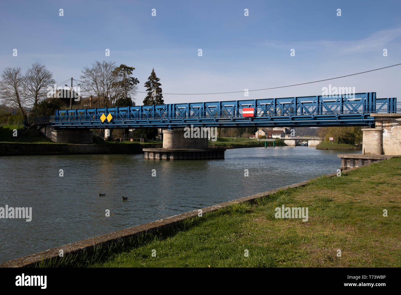 Bridge over the Aisne at Venizel, France Stock Photo