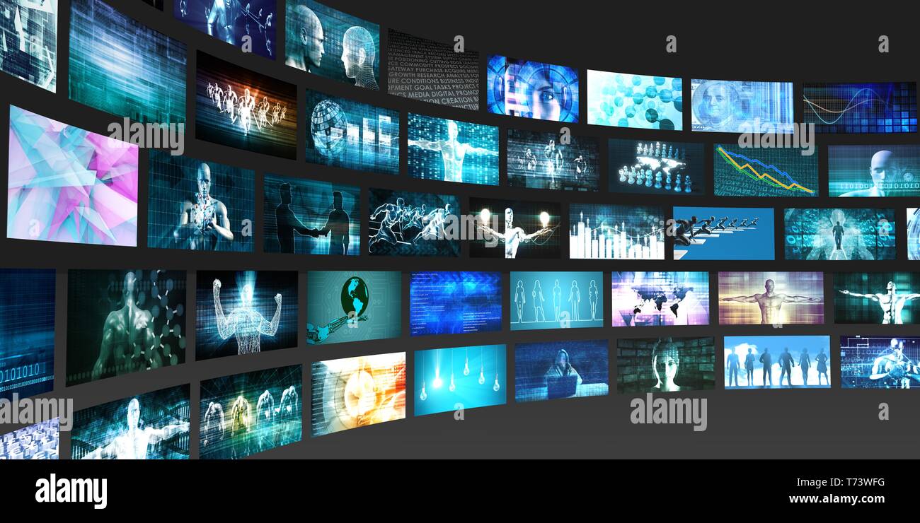 Digital Multimedia Broadcasting Technology as Media Concept Stock Photo