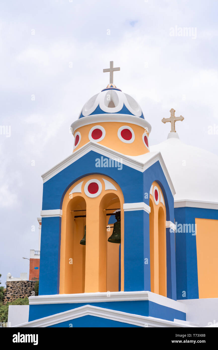 Catholic Church of Saint Stylianos in Fira, Santorini, Greece Stock Photo