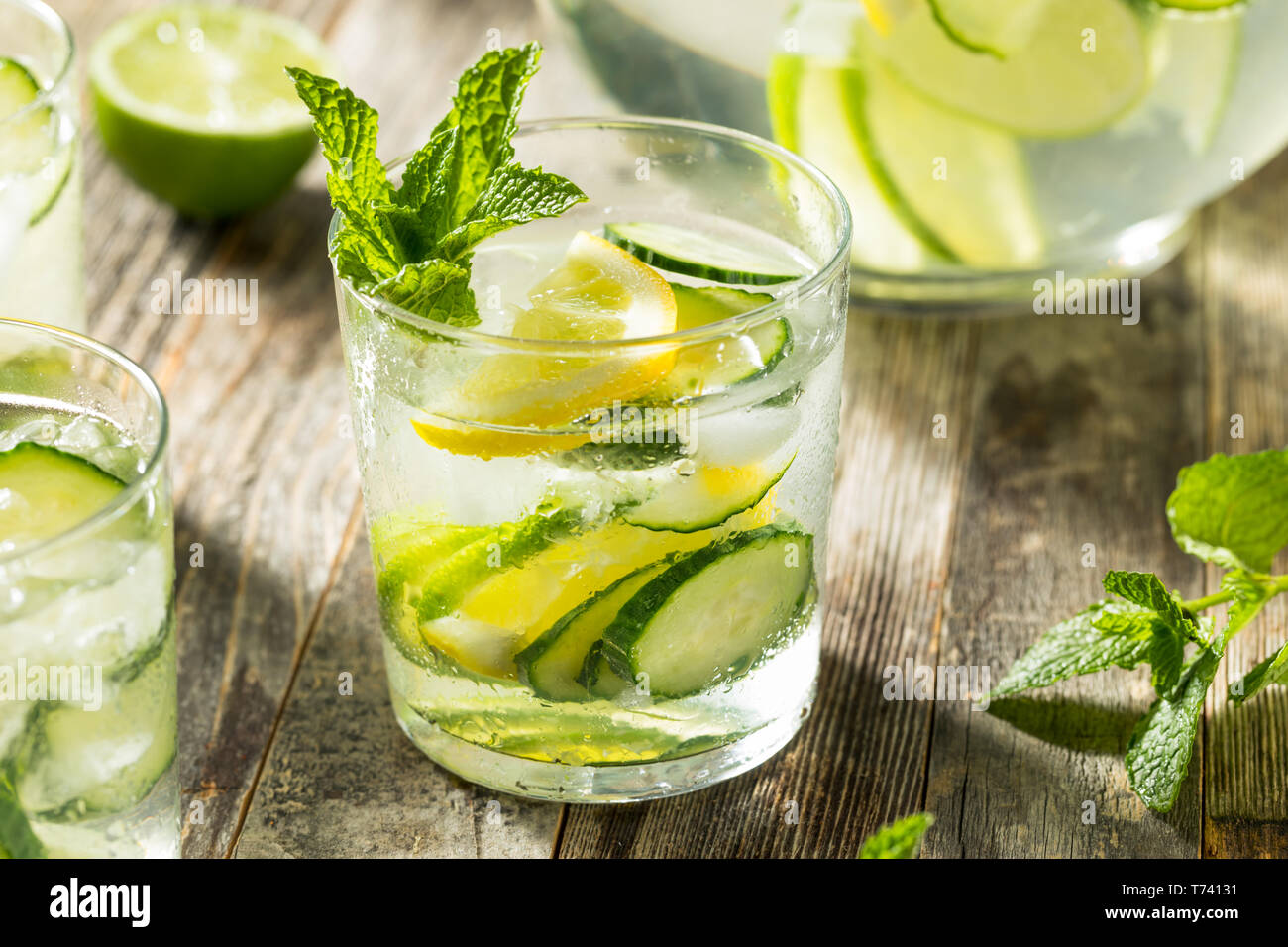 Healthy Fresh Cucumber Water with Lemon and Lime Stock Photo Alamy