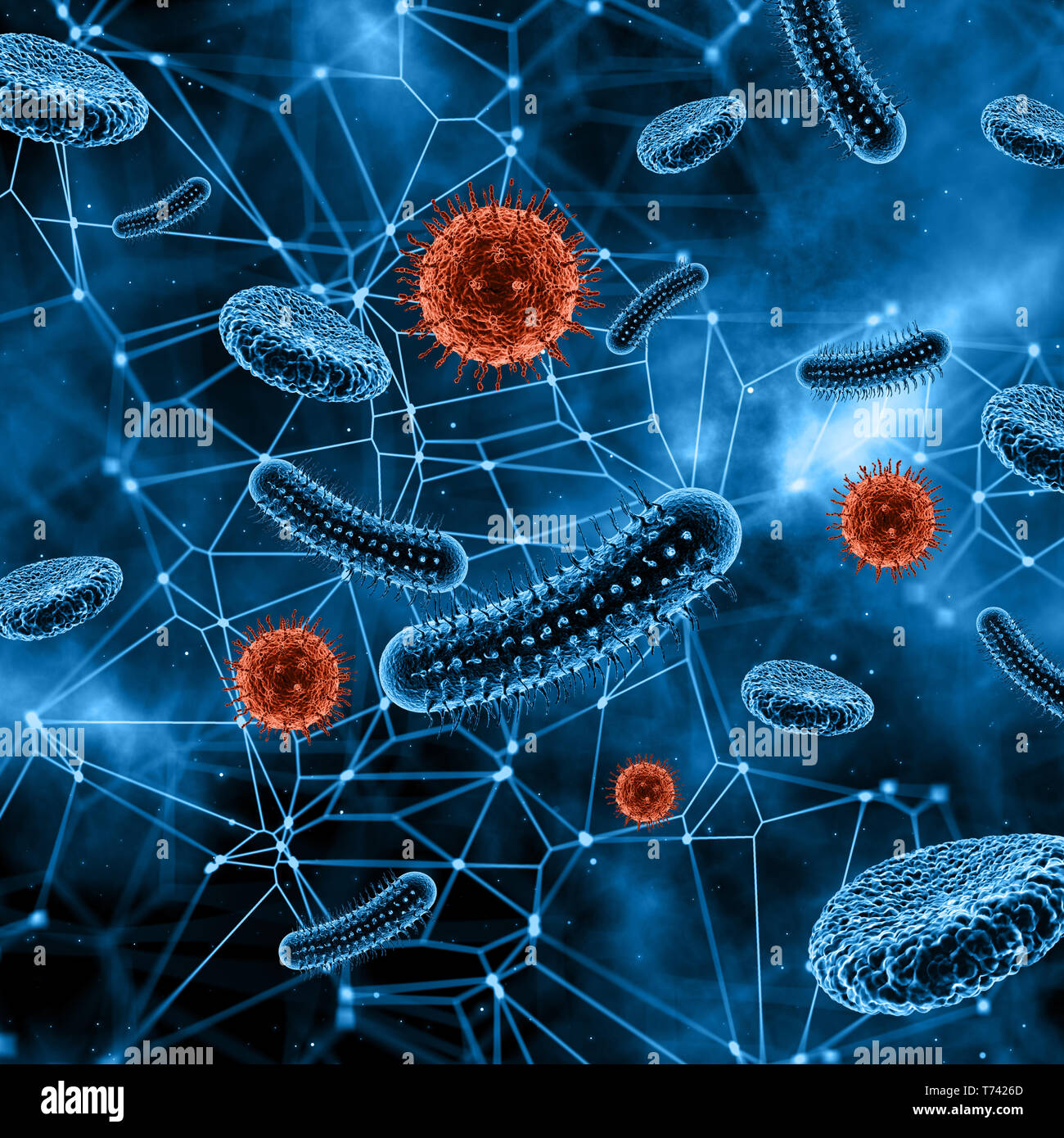 3D render of a medical background with abstract virus cells Stock Photo ...